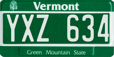 VT license plate YXZ634