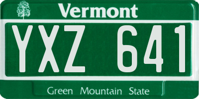 VT license plate YXZ641