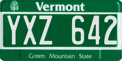 VT license plate YXZ642