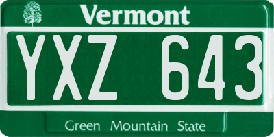 VT license plate YXZ643