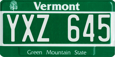 VT license plate YXZ645