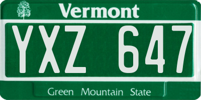 VT license plate YXZ647