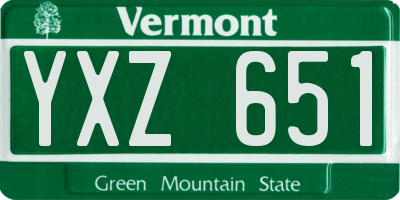 VT license plate YXZ651