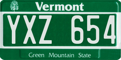 VT license plate YXZ654