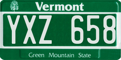 VT license plate YXZ658