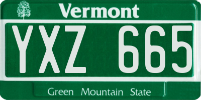VT license plate YXZ665