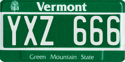 VT license plate YXZ666