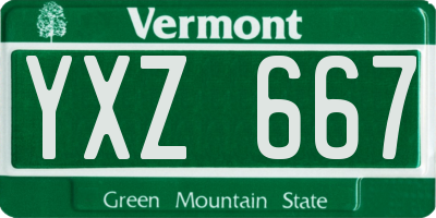 VT license plate YXZ667