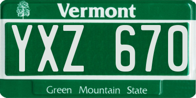 VT license plate YXZ670