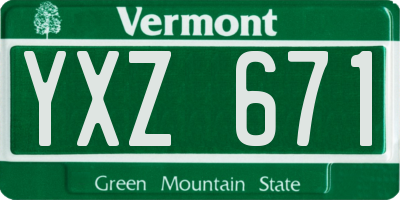 VT license plate YXZ671