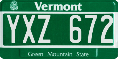 VT license plate YXZ672