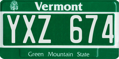 VT license plate YXZ674