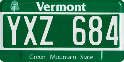VT license plate YXZ684
