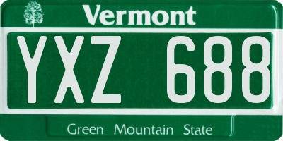VT license plate YXZ688