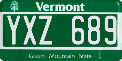 VT license plate YXZ689
