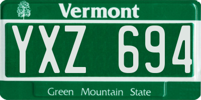 VT license plate YXZ694