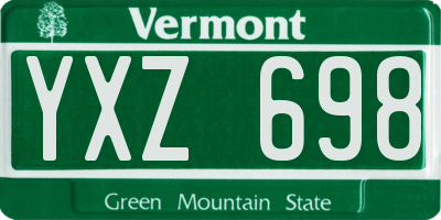VT license plate YXZ698