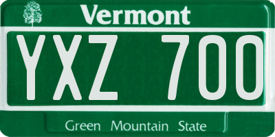 VT license plate YXZ700