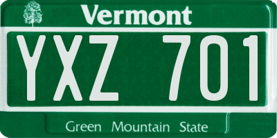 VT license plate YXZ701