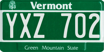 VT license plate YXZ702