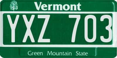 VT license plate YXZ703