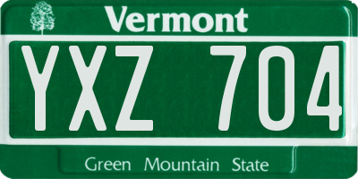 VT license plate YXZ704