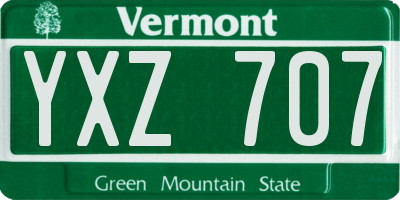 VT license plate YXZ707