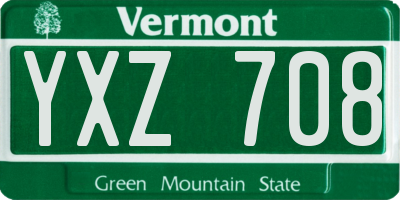 VT license plate YXZ708