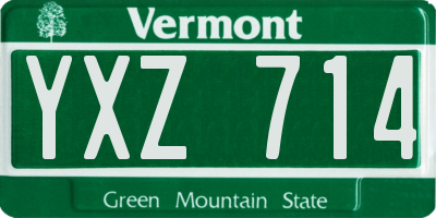 VT license plate YXZ714
