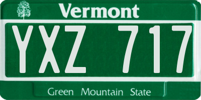 VT license plate YXZ717