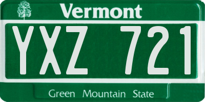 VT license plate YXZ721
