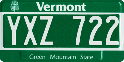 VT license plate YXZ722