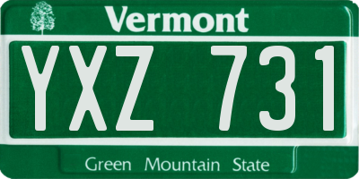 VT license plate YXZ731