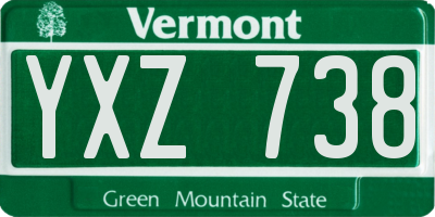 VT license plate YXZ738