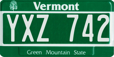 VT license plate YXZ742
