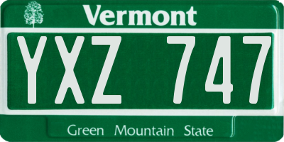 VT license plate YXZ747