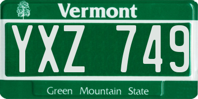 VT license plate YXZ749