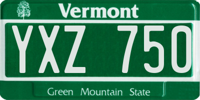 VT license plate YXZ750
