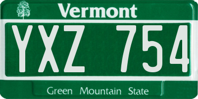VT license plate YXZ754