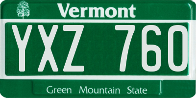 VT license plate YXZ760