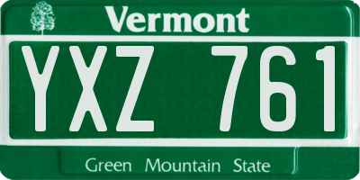 VT license plate YXZ761