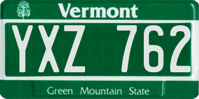 VT license plate YXZ762