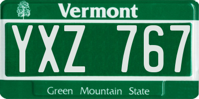 VT license plate YXZ767