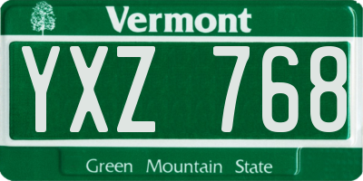 VT license plate YXZ768