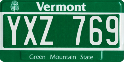 VT license plate YXZ769