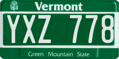 VT license plate YXZ778