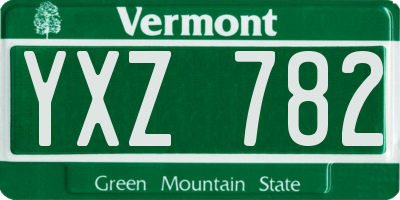 VT license plate YXZ782