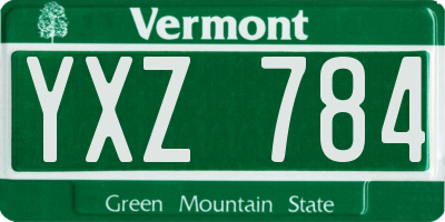 VT license plate YXZ784