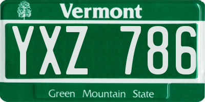 VT license plate YXZ786