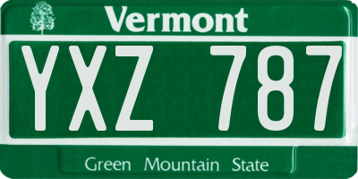 VT license plate YXZ787